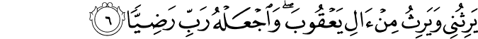 يَّرِثُنِىۡ وَيَرِثُ مِنۡ اٰلِ يَعۡقُوۡبَ ۖ ​ وَاجۡعَلۡهُ رَبِّ رَضِيًّا‏ ﻿﻿