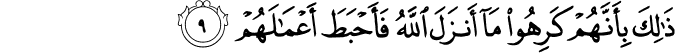 ذٰلِكَ بِاَنَّهُمۡ كَرِهُوۡا مَاۤ اَنۡزَلَ اللّٰهُ فَاَحۡبَطَ اَعۡمَالَهُمۡ‏ ﻿﻿