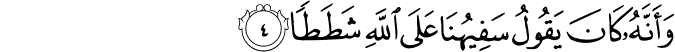 وَّ اَنَّهٗ كَانَ يَقُوۡلُ سَفِيۡهُنَا عَلَى اللّٰهِ شَطَطًا ۙ‏