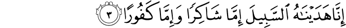 اِنَّا هَدَيۡنٰهُ السَّبِيۡلَ اِمَّا شَاكِرًا وَّاِمَّا كَفُوۡرًا‏